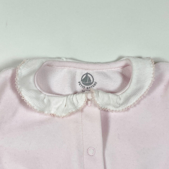 Petit Bateau rosa Samt-Pyjama mit Kragen 3M/60