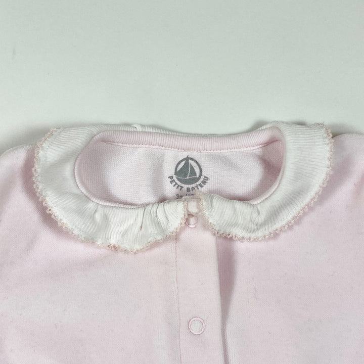 Petit Bateau soft rose velour pyjama with collar 3M/60