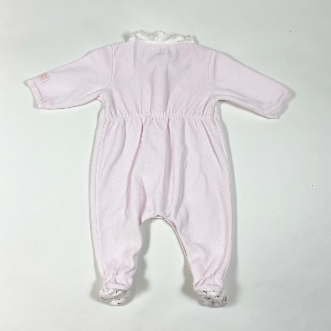 Petit Bateau rosa Samt-Pyjama mit Kragen 3M/60