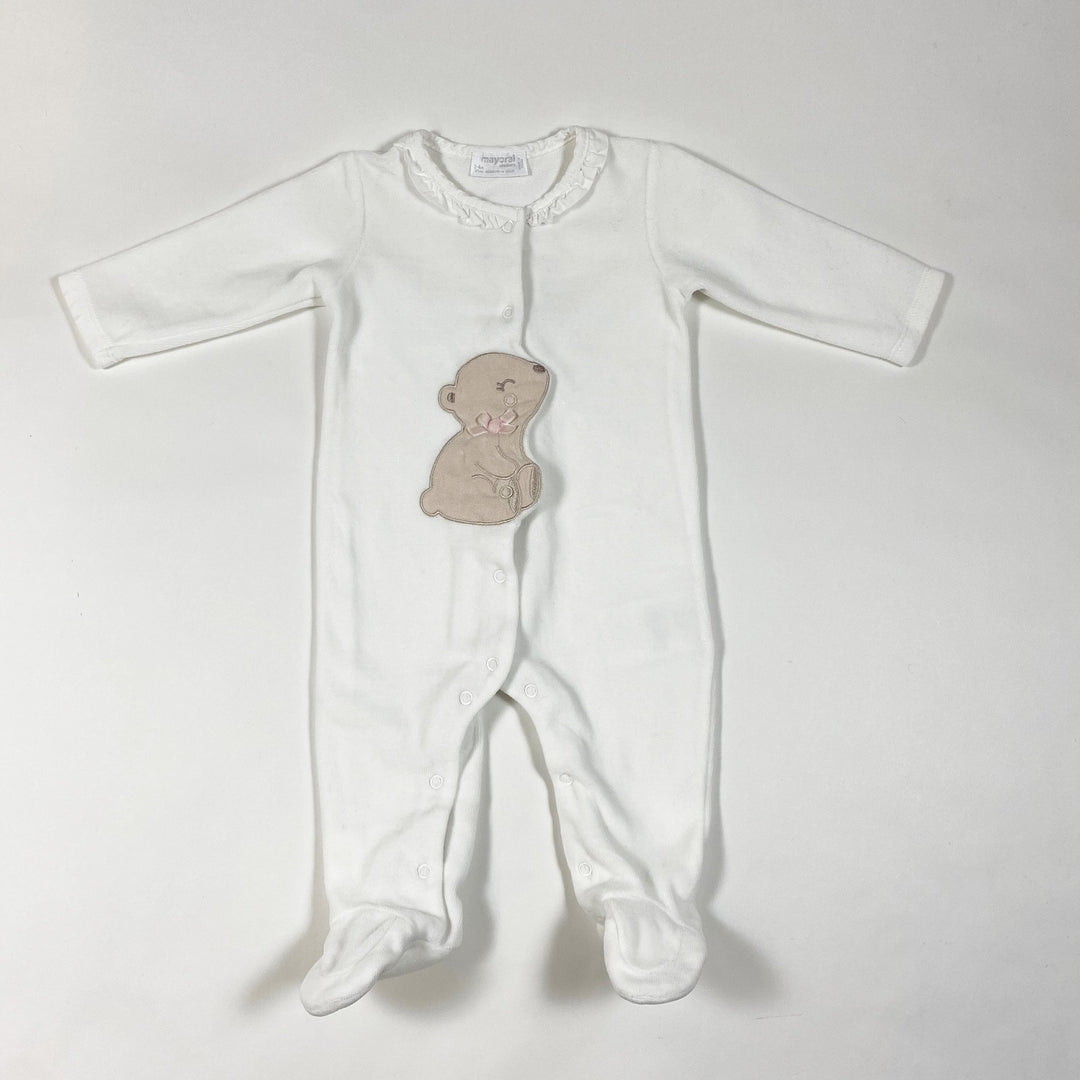 Mayoral white velour pyjamas with teddy embellishment 2-4M/60