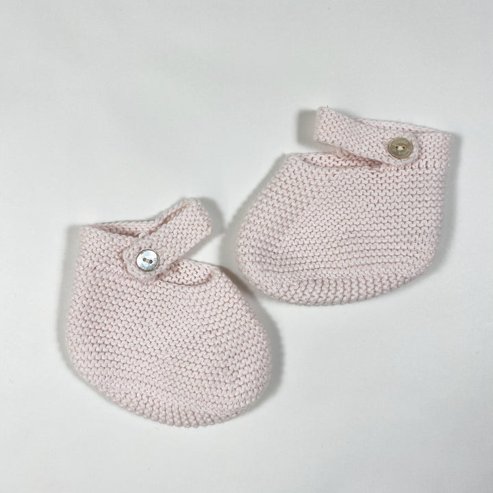 Tartine et Chocolat soft rose knit baby booties 3M/6M