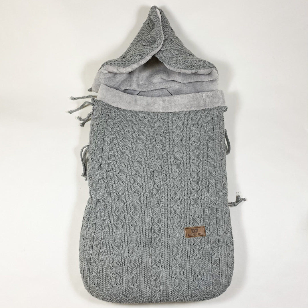 Baby's Only grey cable knit, fleece lined winter foot muff/fusssack 86cm
