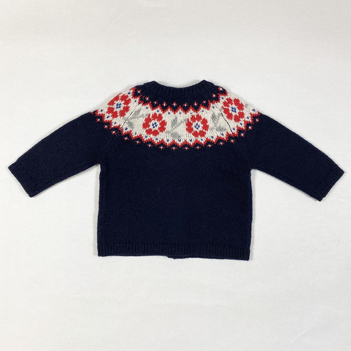 Petit Bateau blue knitted cardigan with pattern 6M/67