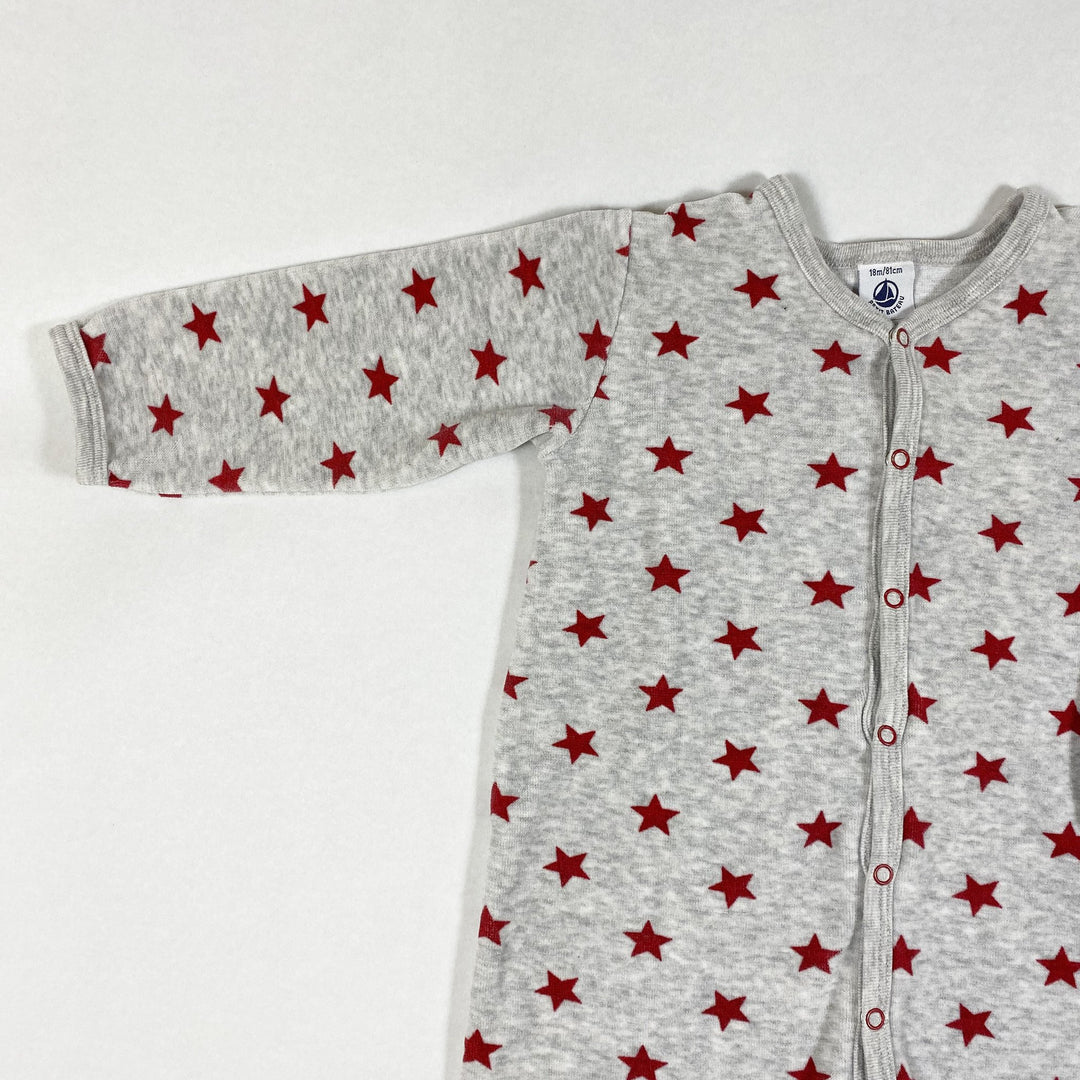 Petit Bateau grey pyjama with red stars 18M/81