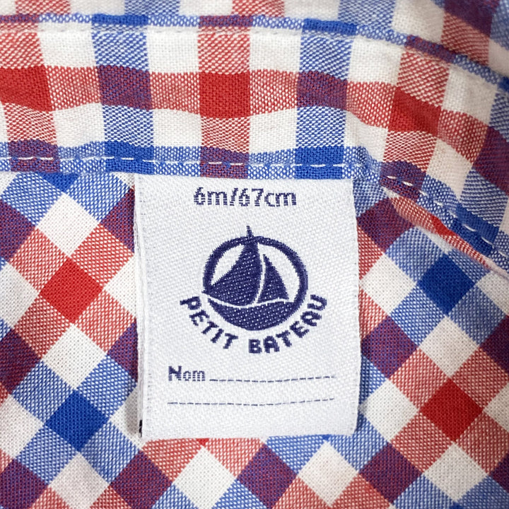 Petit Bateau red and blue checked shirt 6M/67