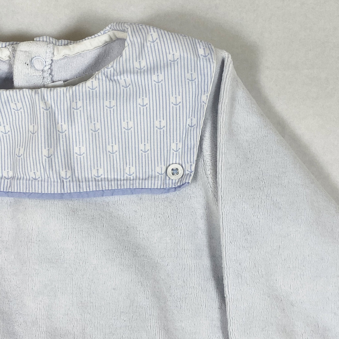 Jacadi babyblauer Frottee Matrosen-Schlafanzug 6M