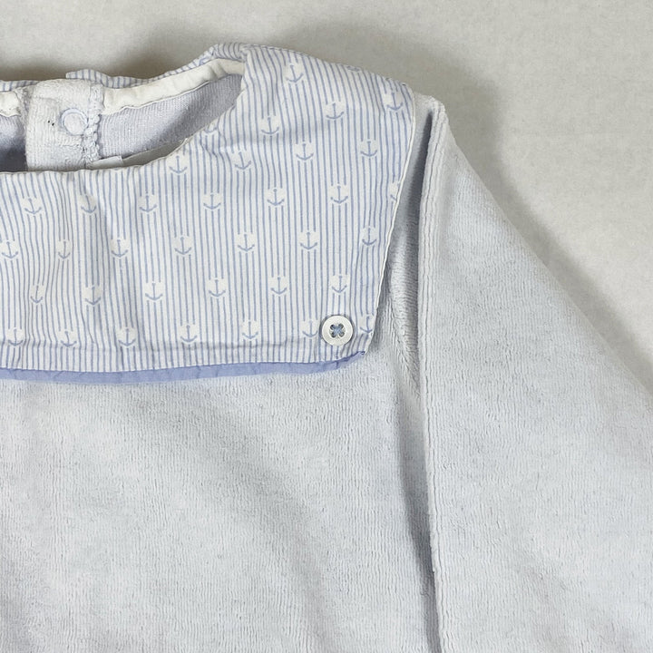 Jacadi babyblauer Frottee Matrosen-Schlafanzug 6M