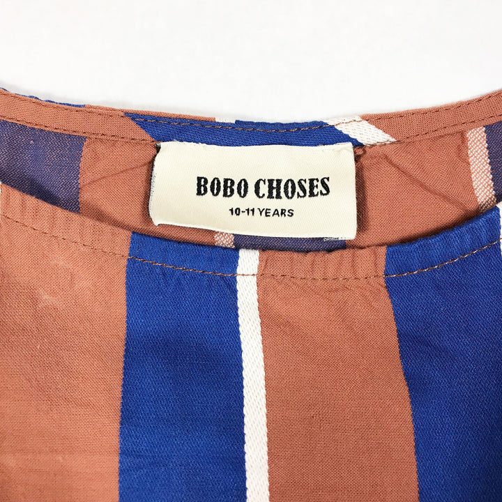 Bobo Choses AW 17/18 "Dear World" tan and blue striped long-sleeved maxi dress 10-11Y