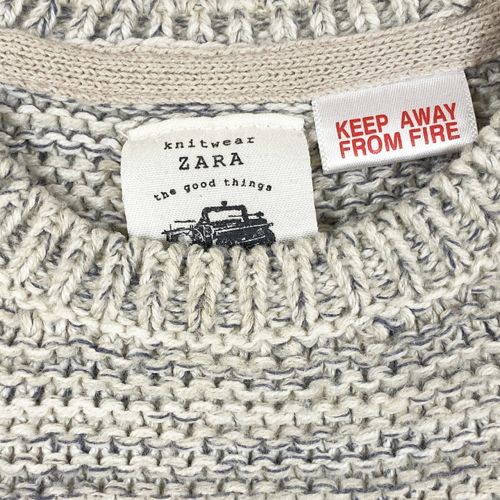 Zara melange grey knit jumper with crocheted house application 6-9M/74