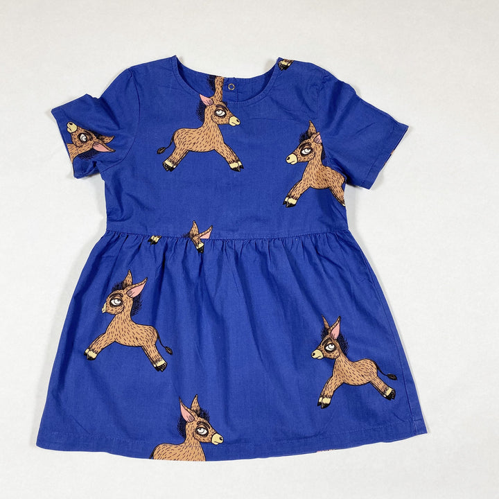 Mini Rodini short-sleeved blue dress with donkey print 80-86
