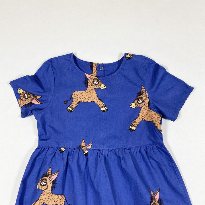 Mini Rodini short-sleeved blue dress with donkey print 80-86