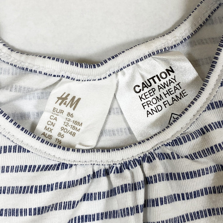 H&M blue and white sleeveless striped romper 86