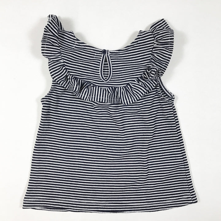 Country Road blue striped short-sleeved blouse with ruffle detail 12-18M