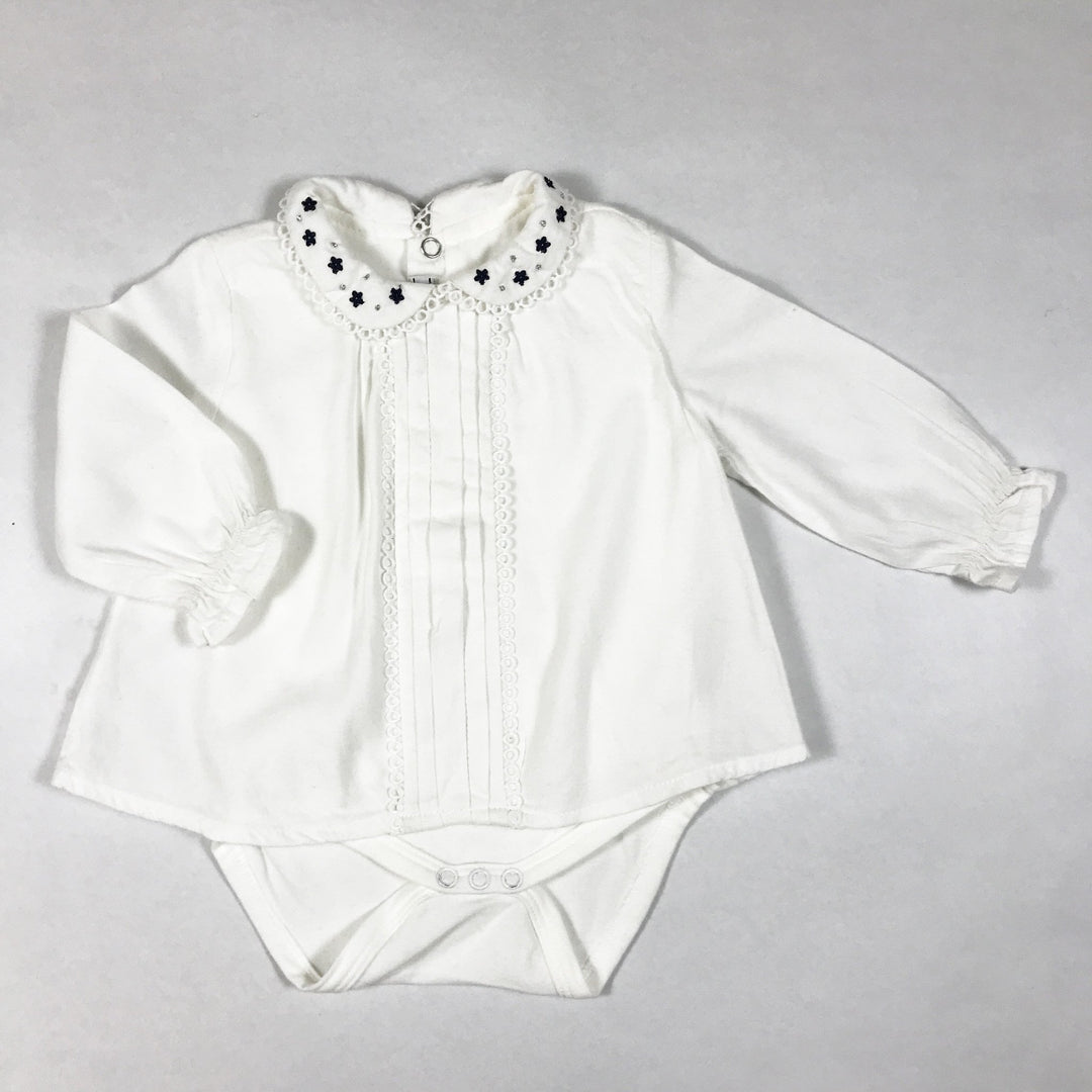 Mayoral off-white blouse body with embroidered collar 62-68