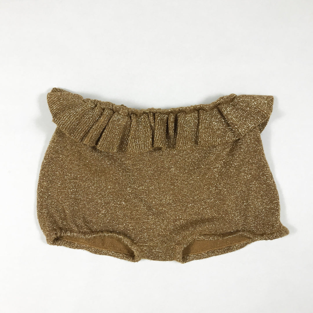 MarMar Copenhagen gold lurex knit bloomers with ruffles 1Y