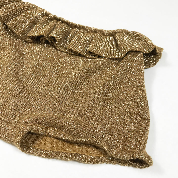MarMar Copenhagen gold lurex knit bloomers with ruffles 1Y