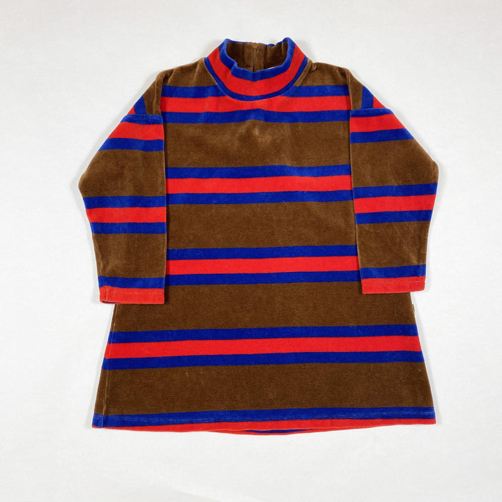 Mini Rodini brown striped long-sleeved velvet tunic 104-110