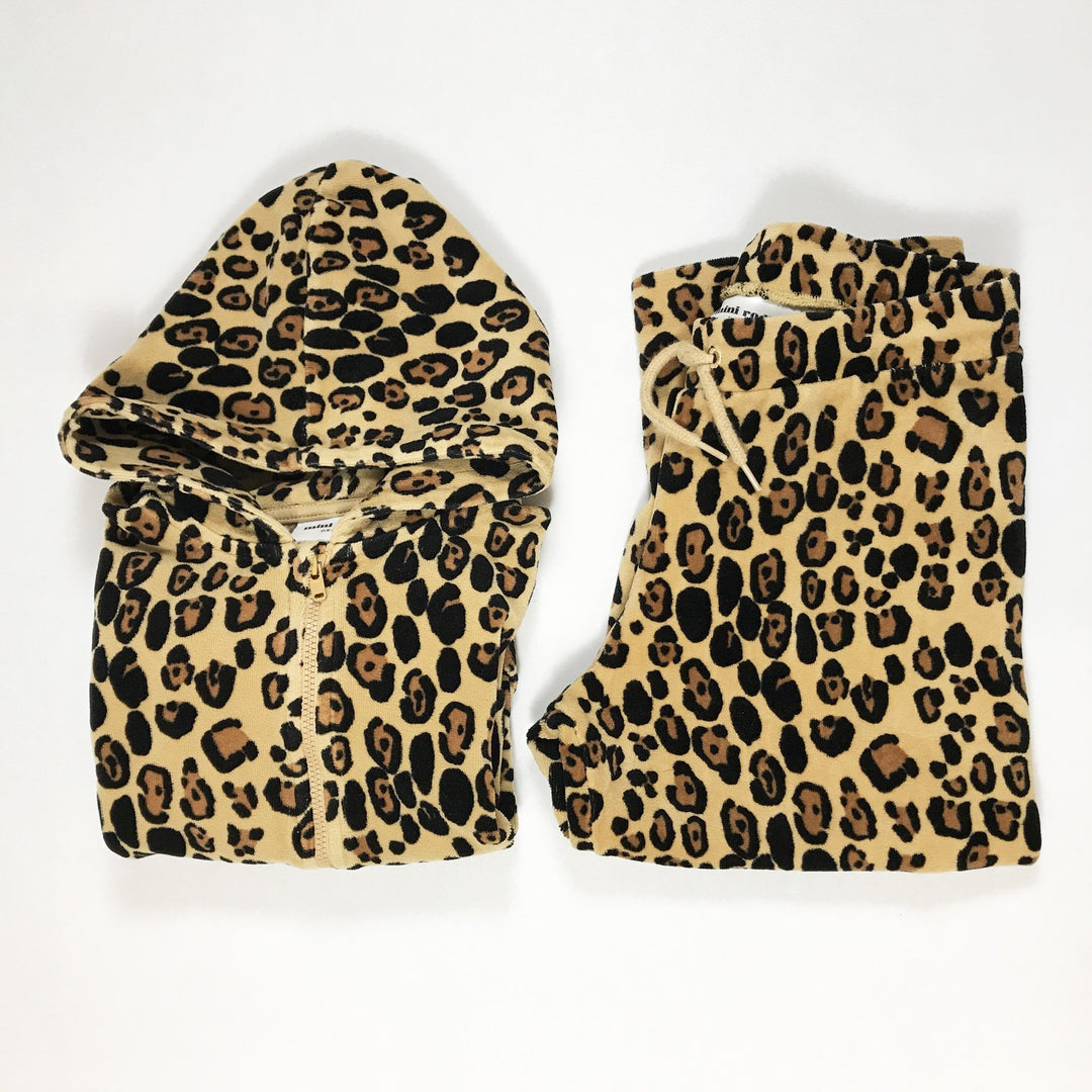 Mini Rodini leopard print velvet set with hoodie and trousers 116-122