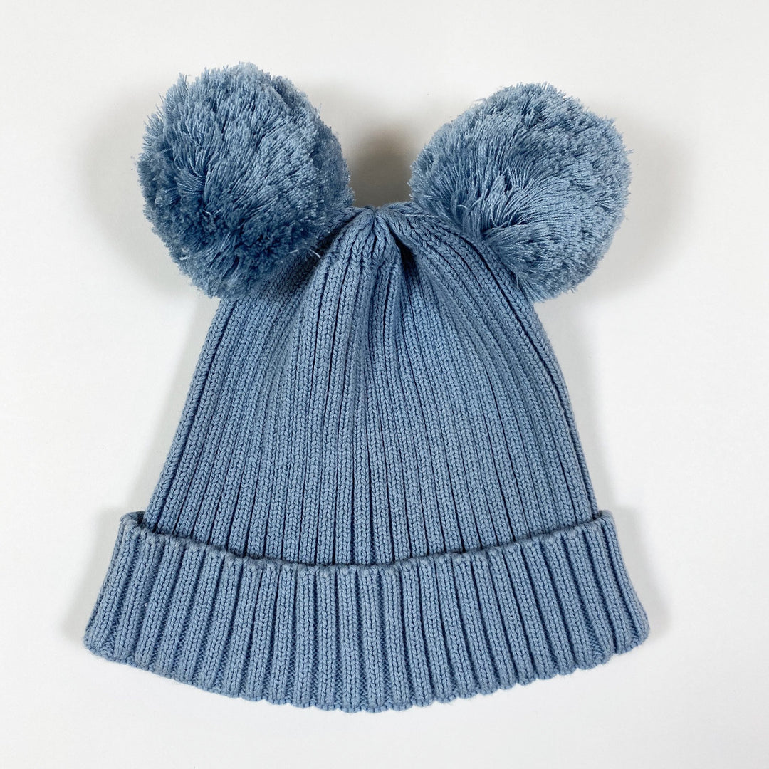 Mini Rodini ear hat in blue with pom poms AW16 52-54