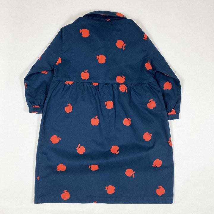 Tinycottons blue 3/4-sleeved shirt dress with red apple print 4Y