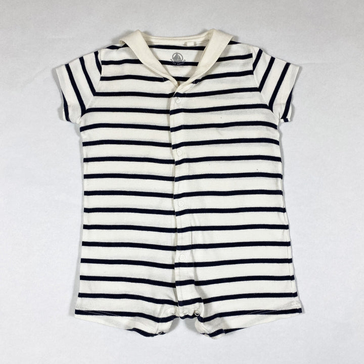 Petit Bateau navy striped short-sleeved jumpsuit with collar 12M/74