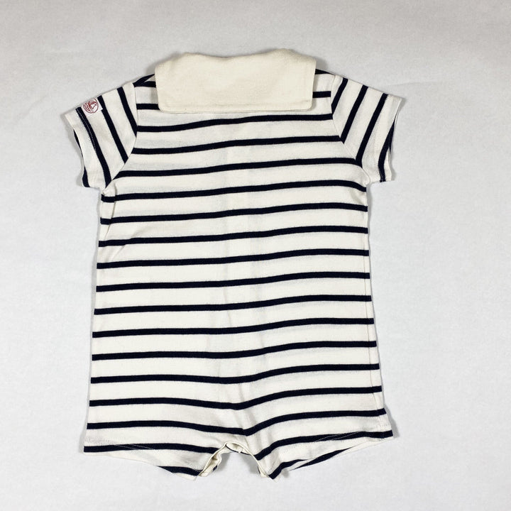 Petit Bateau navy striped short-sleeved jumpsuit with collar 12M/74