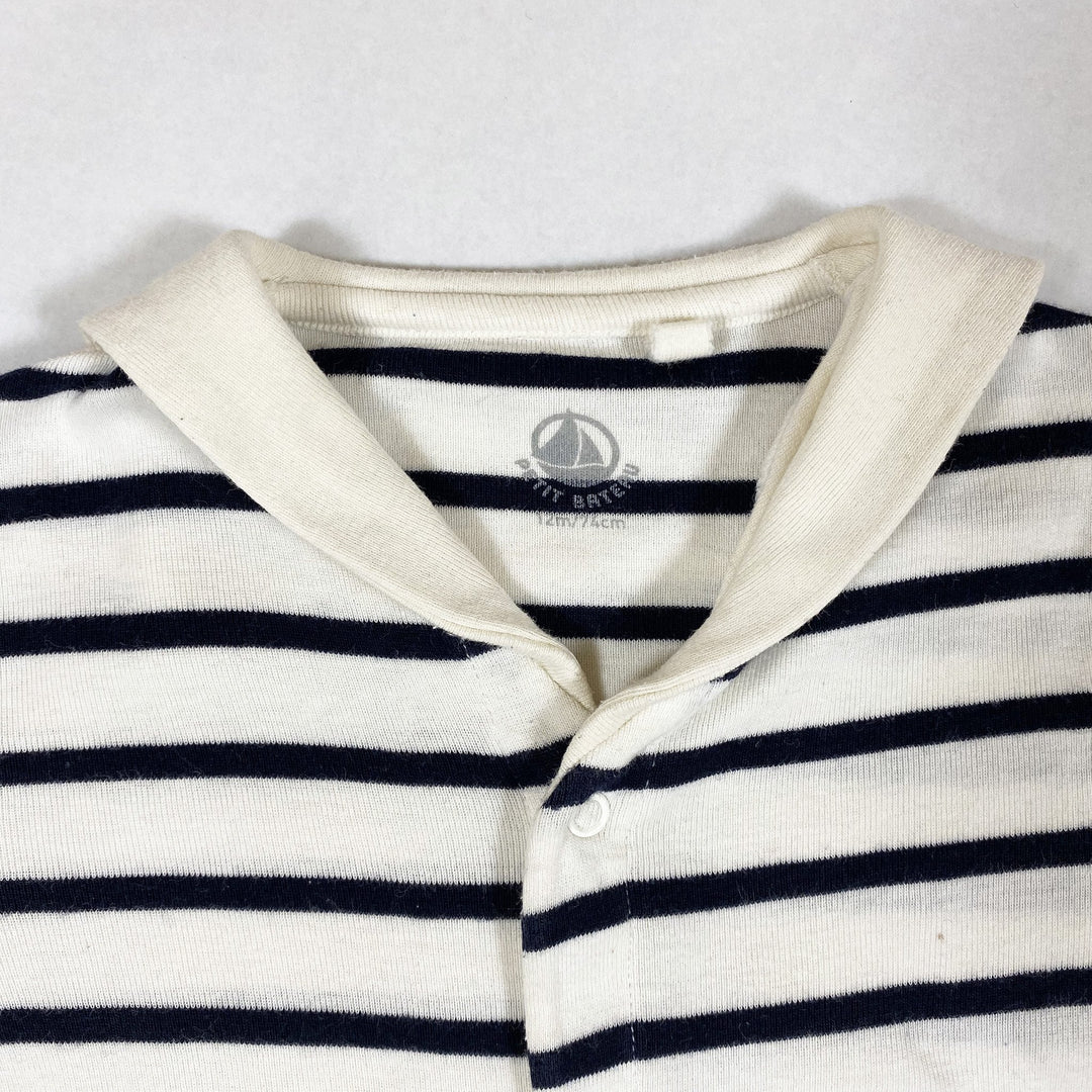 Petit Bateau navy striped short-sleeved jumpsuit with collar 12M/74