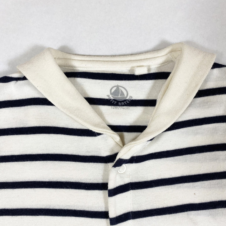Petit Bateau navy striped short-sleeved jumpsuit with collar 12M/74