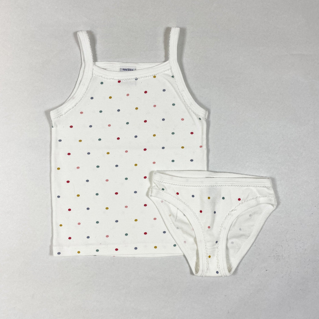 Petit Bateau multi-coloured polka dot slip and top set 4Y