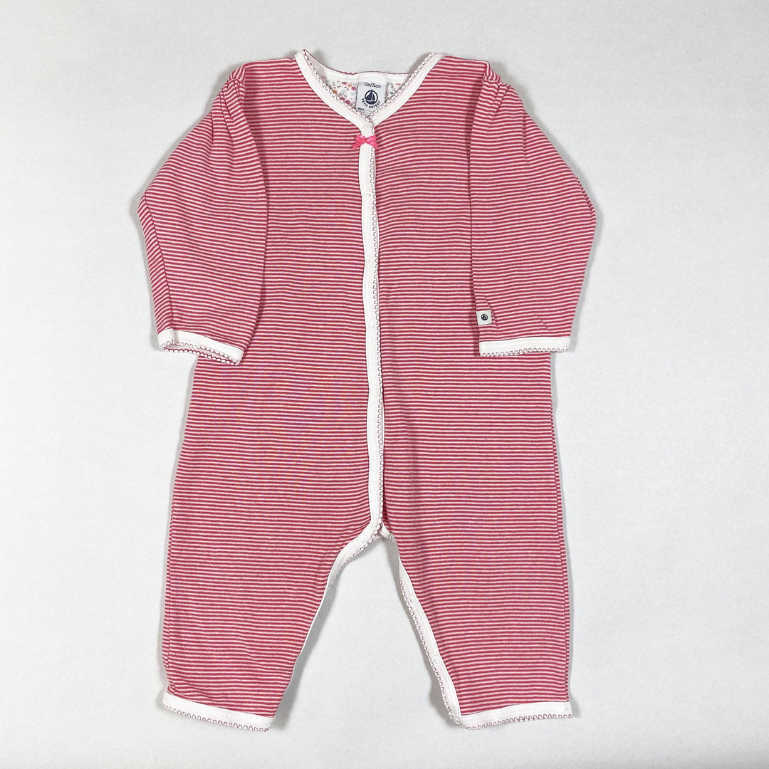 Petit Bateau pink striped long-sleeved pyjamas 12M/74