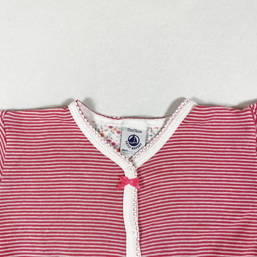 Petit Bateau pink striped long-sleeved pyjamas 12M/74