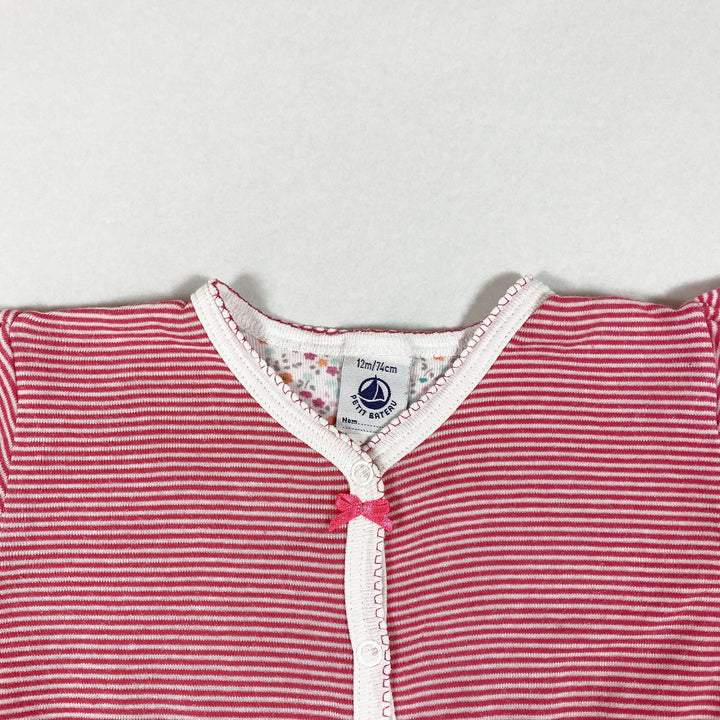 Petit Bateau pink striped long-sleeved pyjamas 12M/74