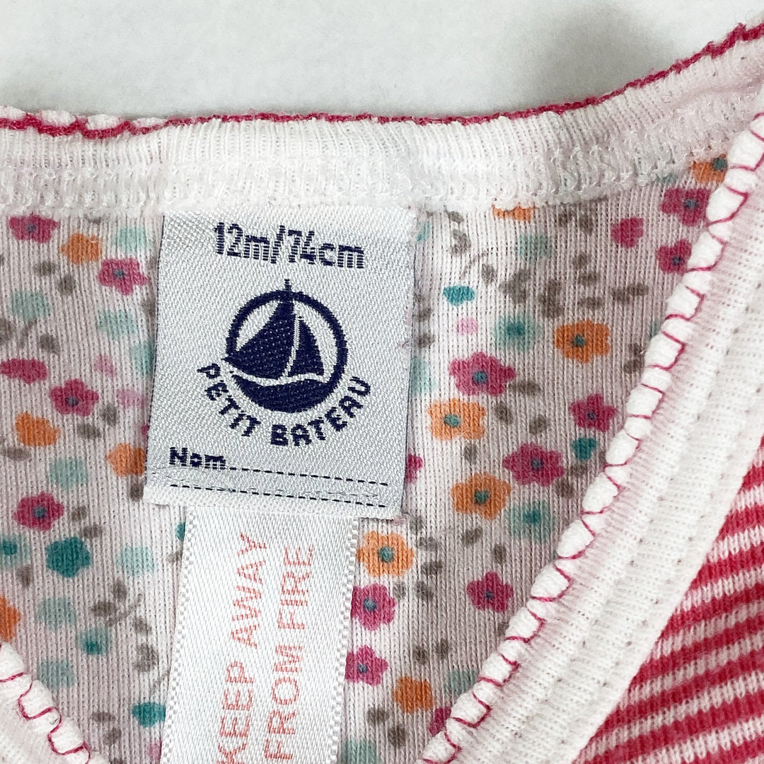 Petit Bateau pink striped long-sleeved pyjamas 12M/74