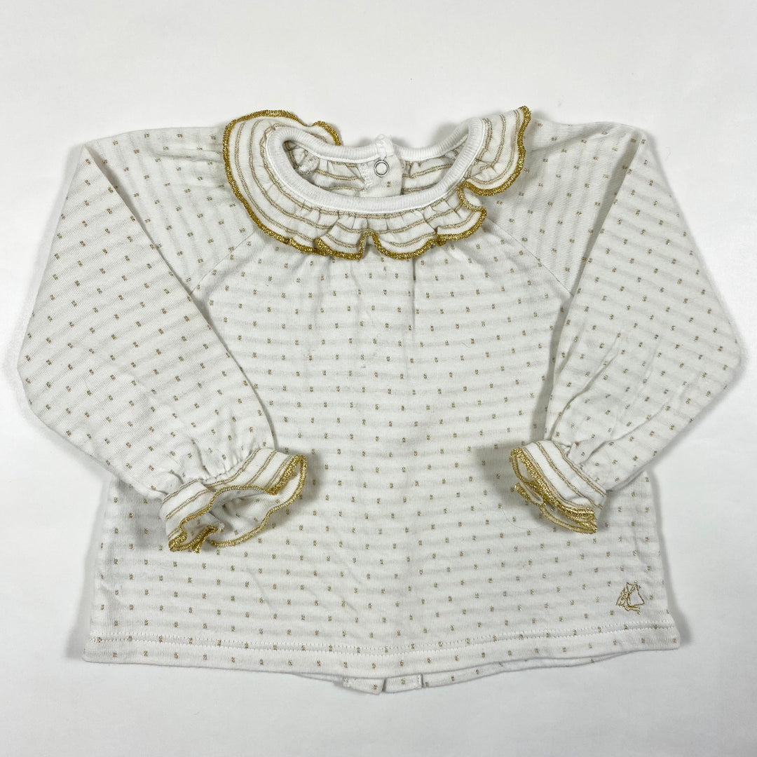 Petit Bateau white long-sleeve with golden ruffle details 6M/67