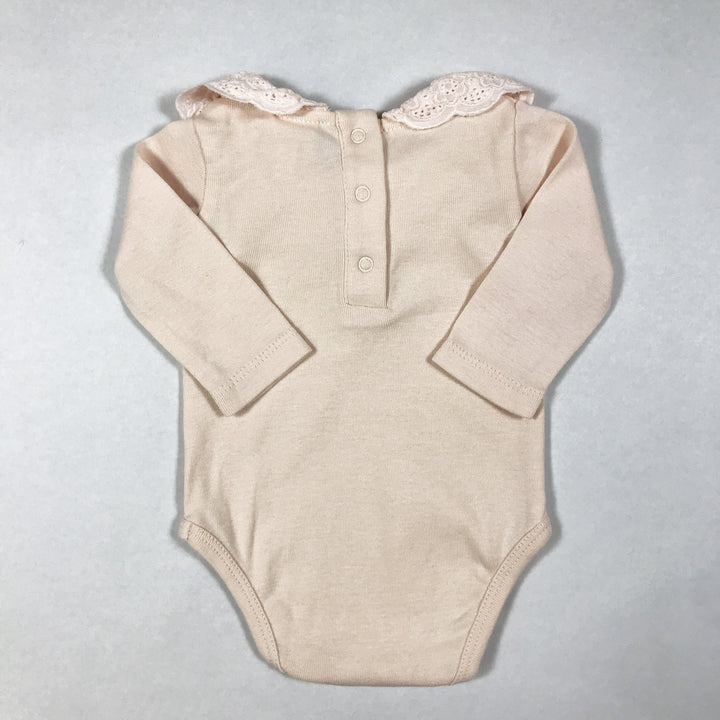 Bonton pale rose long-sleeved body with oversized lace collar 1M