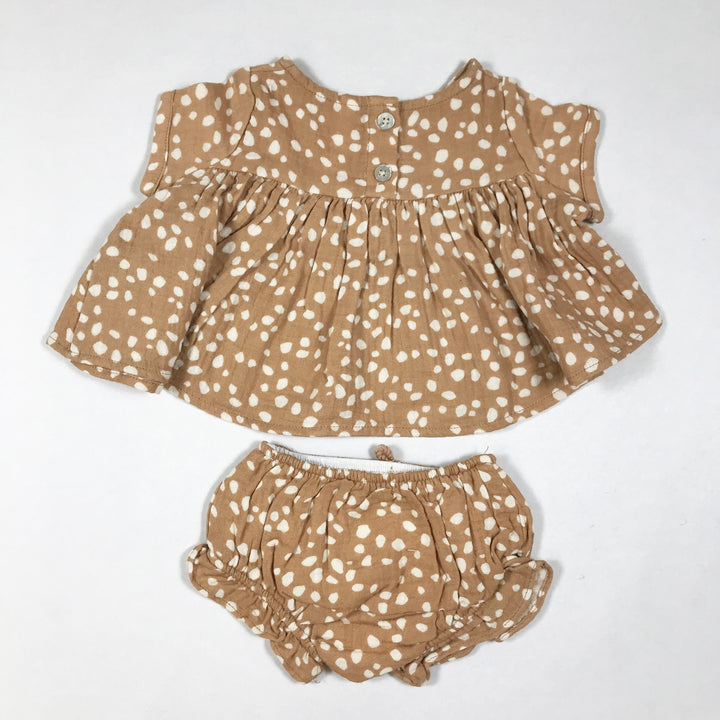 Rylee + Cru terracotta pebble print short-sleeved blouse & bloomers Second Season 3-6M