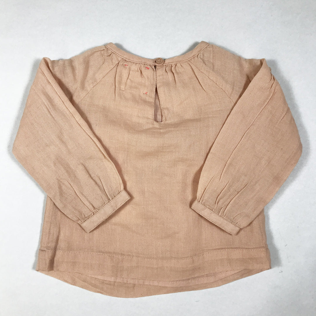 Bonheur du Jour pink blouse with ruffles and embroidery Second Season 6M