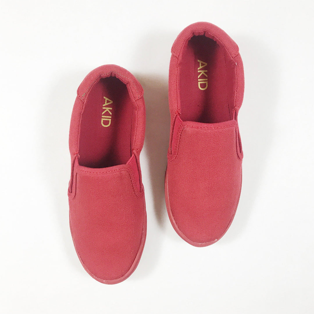 Akid red canvas slip-ons Second Season diff. sizes