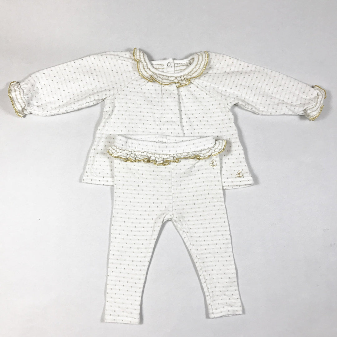 Petit Bateau weiss-goldenes Tupfen-Set 6M