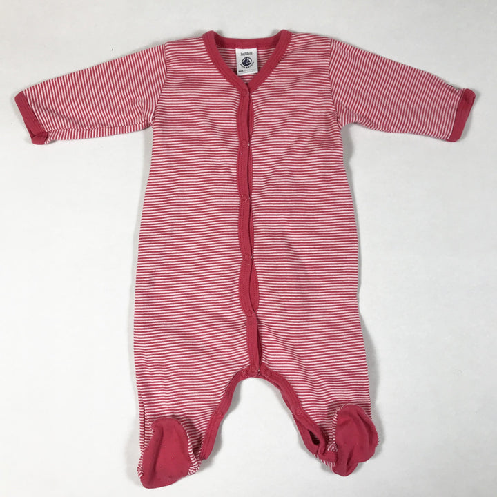 Petit Bateau pink striped long-sleeved pyjamas with feet 3M/60