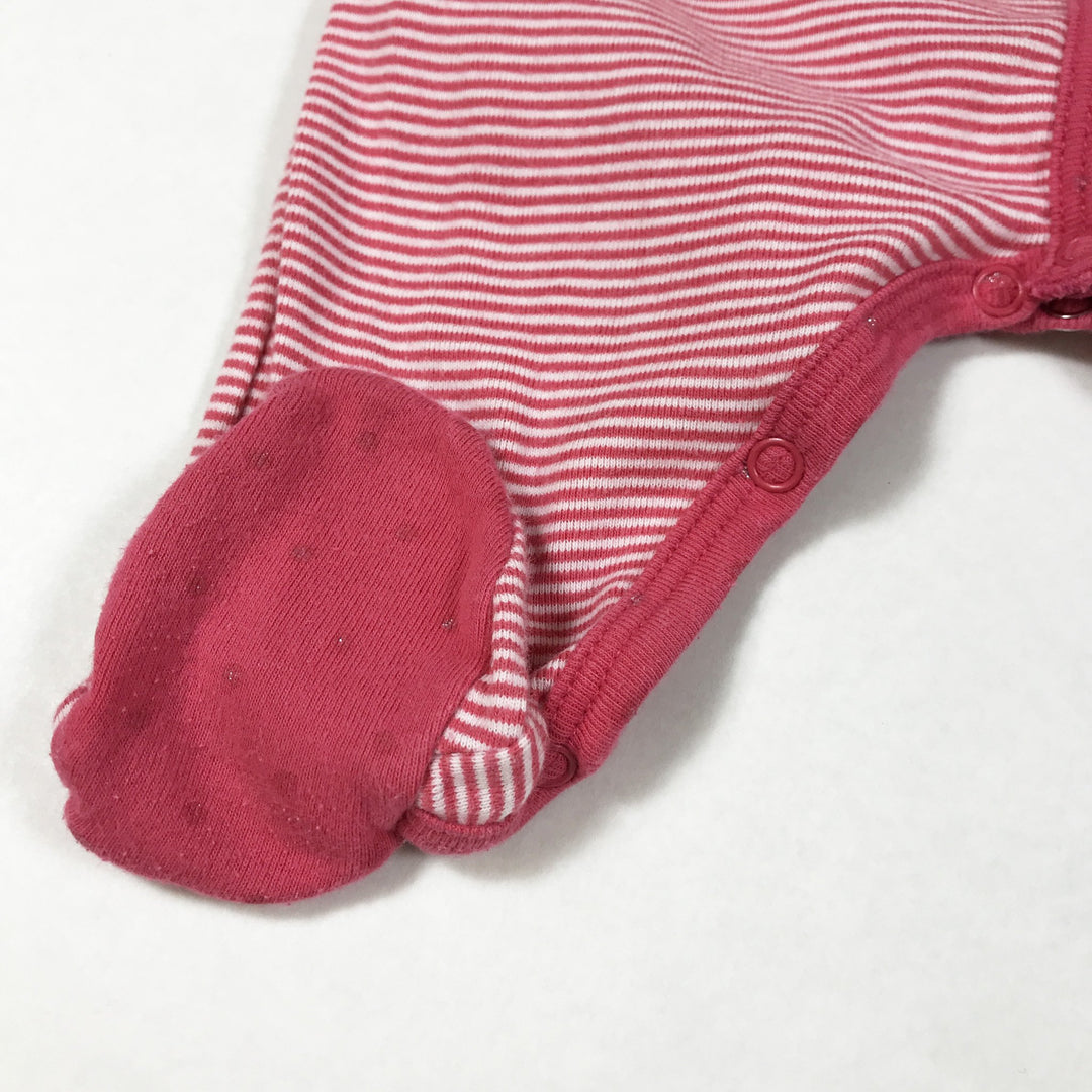 Petit Bateau pink striped long-sleeved pyjamas with feet 3M/60