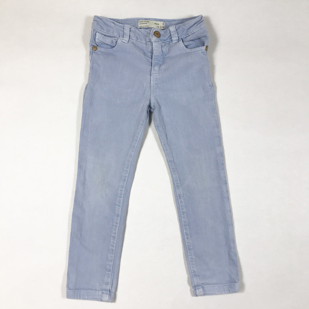 Zara light blue denim trousers with adjustable waist