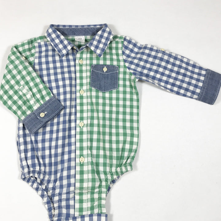 Gap blau und grün karierter Hemd-Body 12-18M/80