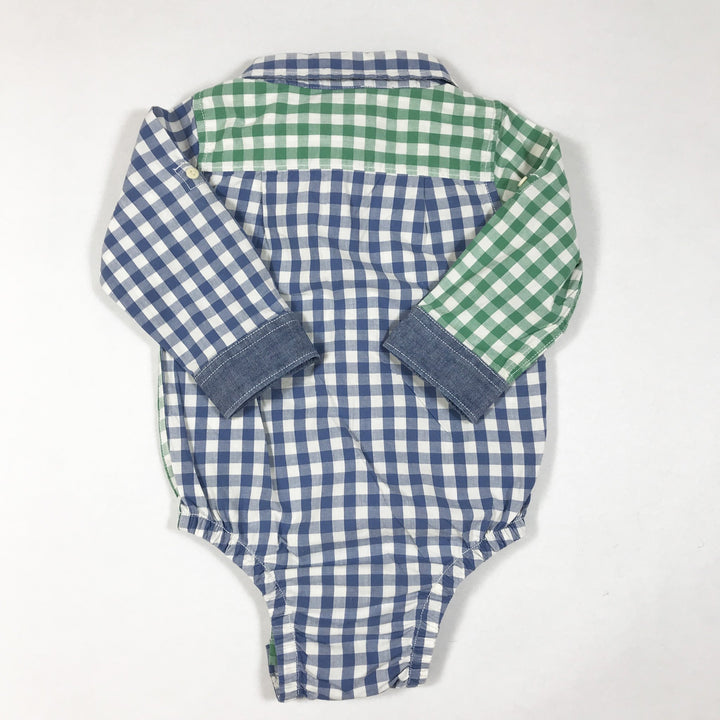 Gap blau und grün karierter Hemd-Body 12-18M/80