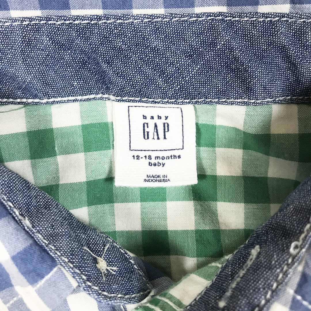 Baby Gap blue and green checked shirt body 12-18M/80