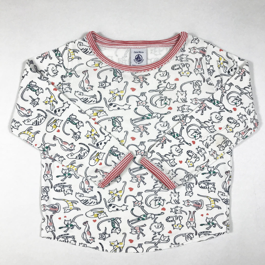 Petit Bateau cat print two-piece pyjamas 2Y/86