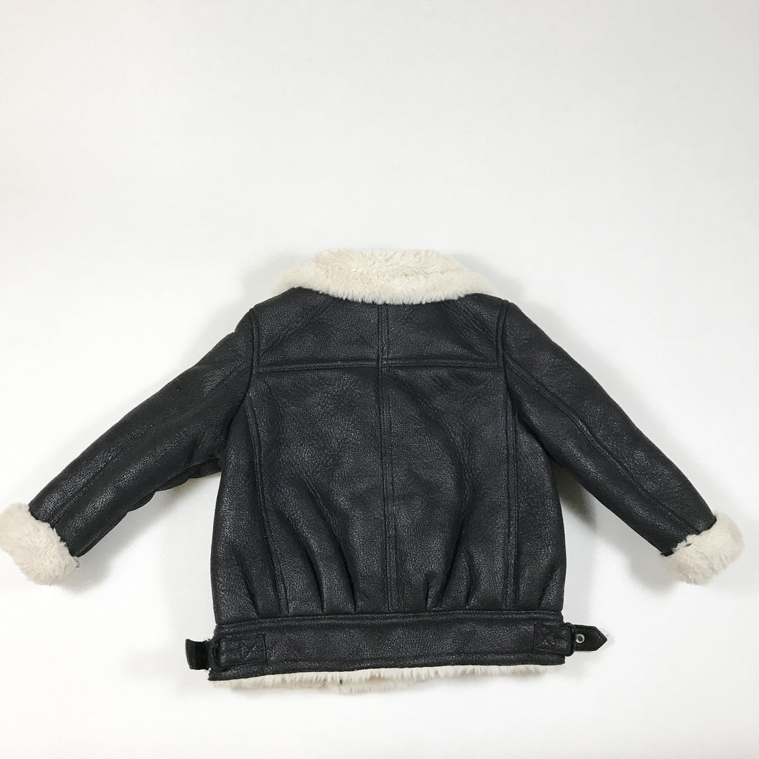 Zara black/white faux leather aviator jacket 110