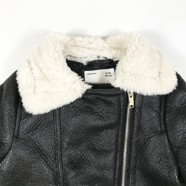 Zara black/white faux leather aviator jacket 110