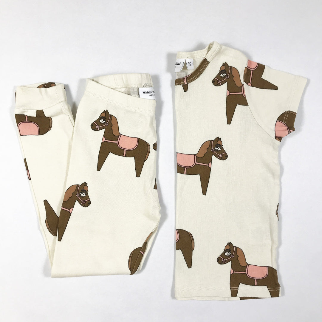 Mini Rodini ecru horse print t-shirt and leggings 98-104