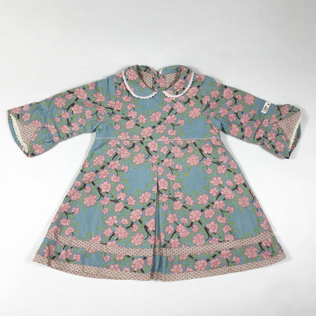 Kenzo kids blue and pink floral long-sleeved collared dress 6M/67